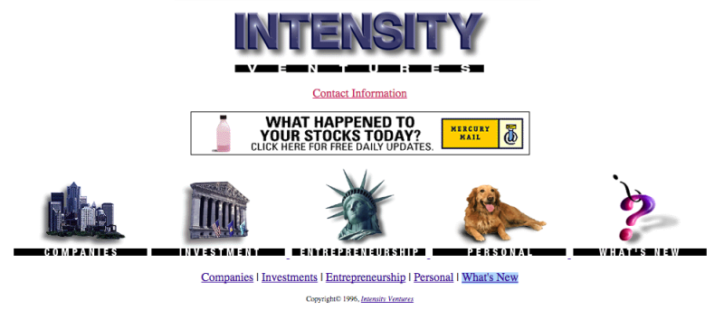 Intensity Ventures website